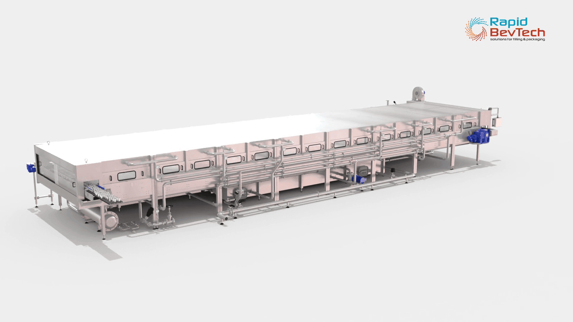 RAPIDpas tunnel pasteuriser, 3D render rear view
