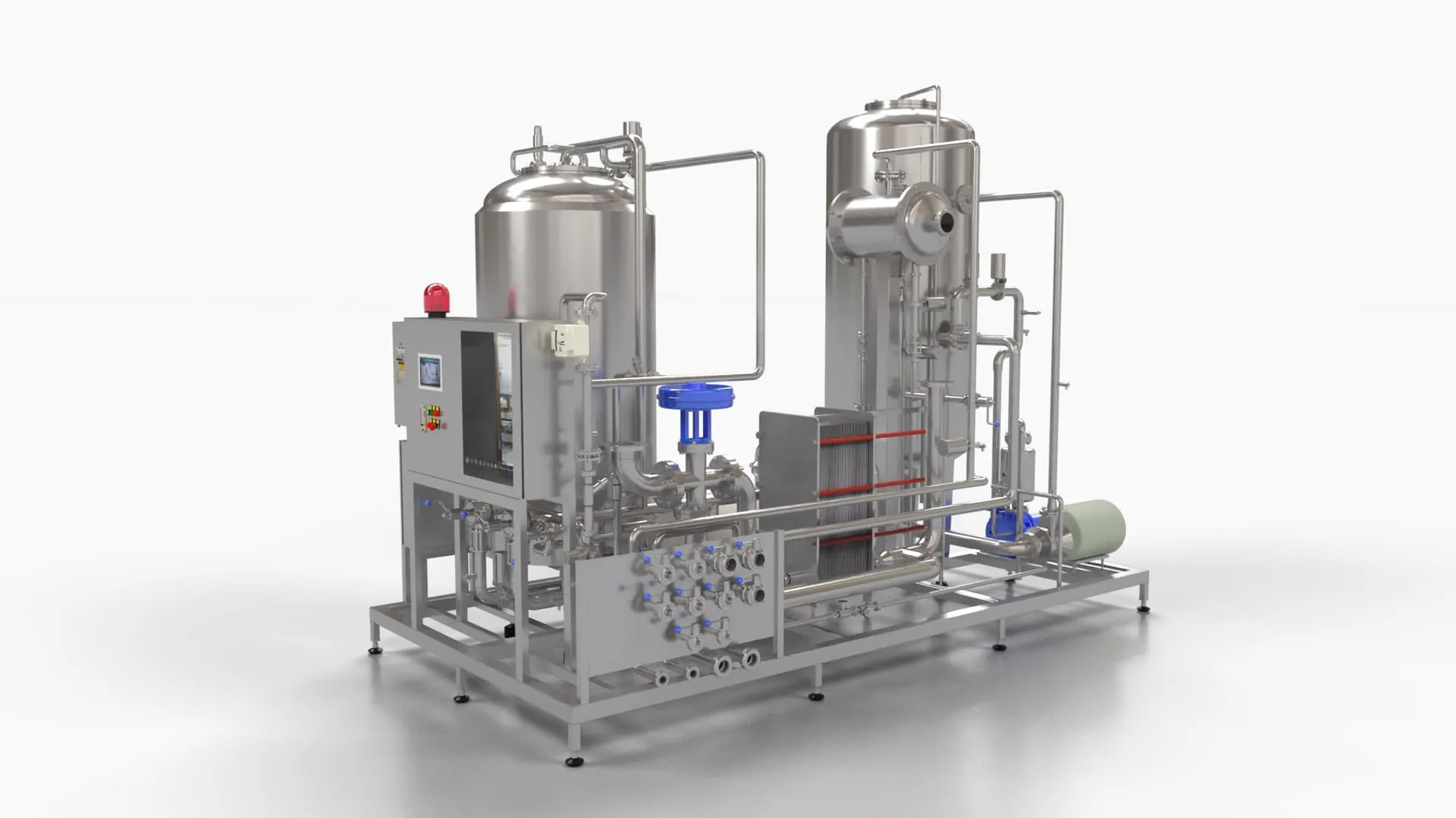 RAPIDcarbomix Karbonisierungsmischer, 3D-Rendering mit Schaltschrank