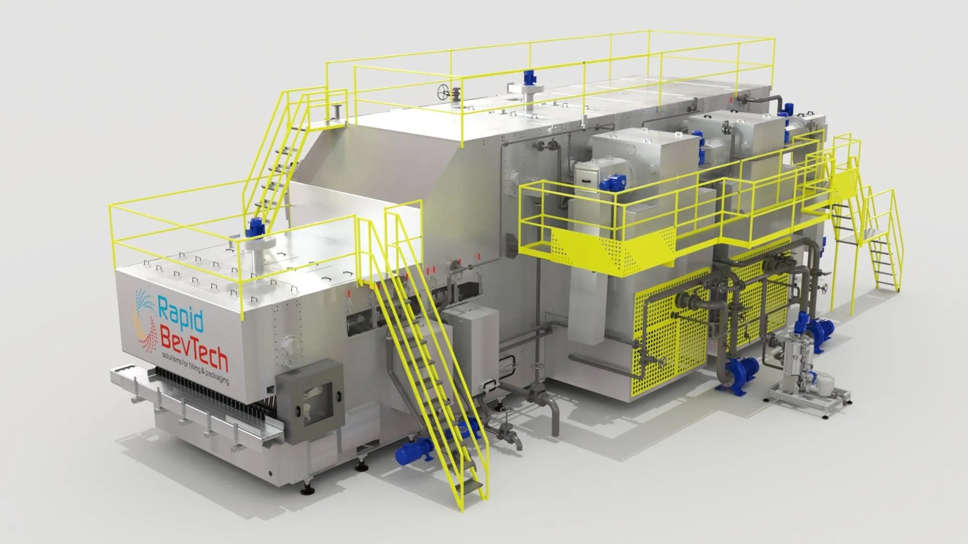 RAPIDwash Flaschenreinigungsmaschine, 3D-Rendering mit Branding